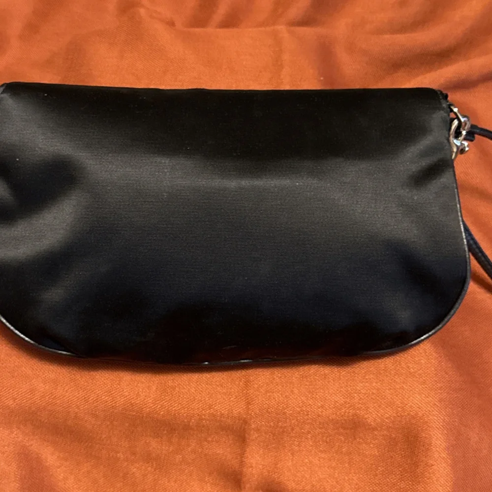Coach Black Satin Amanda Large Wristlet Clutch Bag